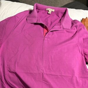 Burberry Men's Polo Shirt in Bright Magenta